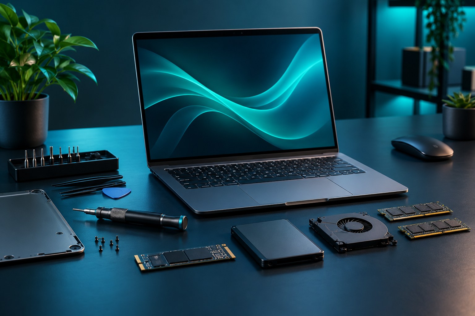 Stimmungsbild eines Computerservice-Arbeitsplatzes