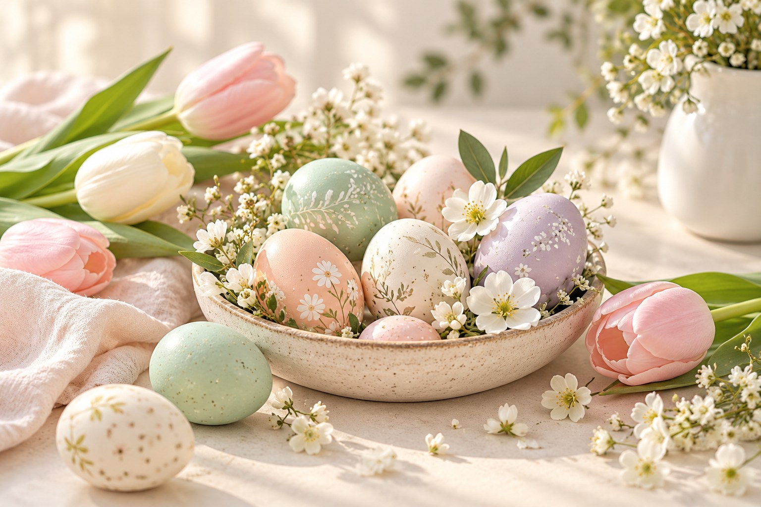 Frühlingsmotiv mit Osterdekoration